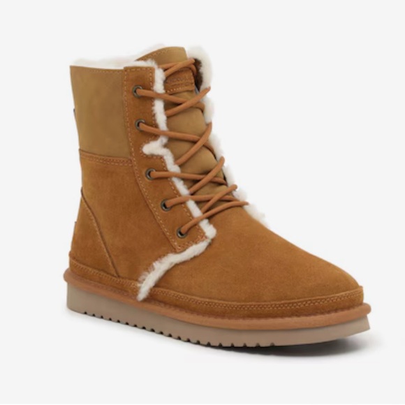 KOOLABURRA by UGG "Advay" Urban/Boho Chestnut Tan Suede Round Lace Up Boots 10 - Picture 2 of 16
